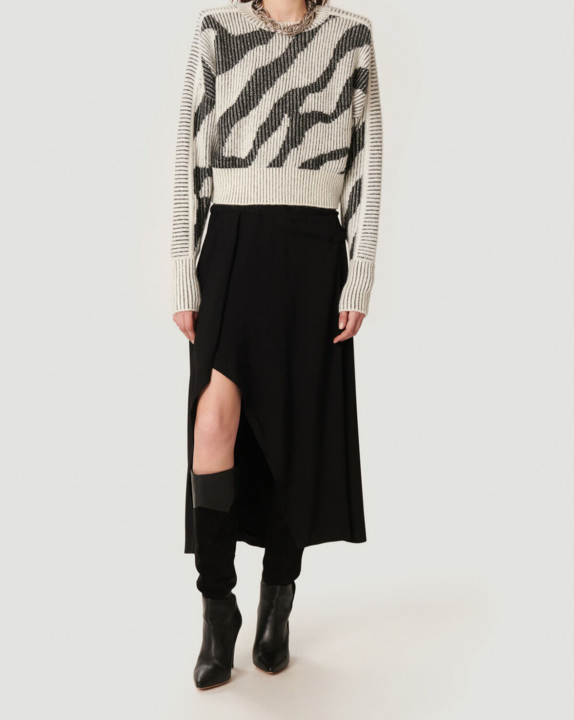 VORYTA RIBBED ZEBRA PRINT SWEATER image number null